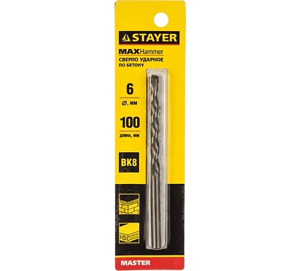 Сверло "MASTER" ударное по бетону (6х100 мм) Stayer 29111-100-06