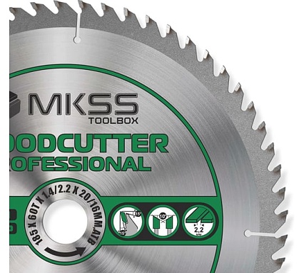 Диск пильный по дереву MKSS Toolbox Woodcutter Professional SS3018 185x60Тх1.4/2.2x20/16 мм SS30185003