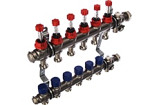 Коллекторная группа ELSEN 1&quot;, 6 контуров, размер отвода-3/4&quot;, нержавеющая сталь EMi03.06
