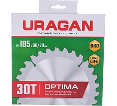 Диск пильный по дереву Optima (185х30/20 мм; 30Т) Uragan 36801-185-30-30_z01