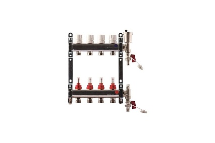 Коллекторная группа Imperial из нержавеющей стали 1x3/4 EK- 6 выходов, с расходомерами 6 bar, воздухоспускник, сливной кран Италия 833.06