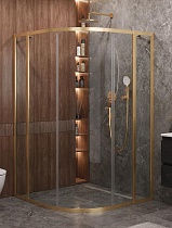 Душевой уголок Cezares MOLVENO-R-11-90+20-C-BORO-IV 110x110 прозрачный, брашированное золото