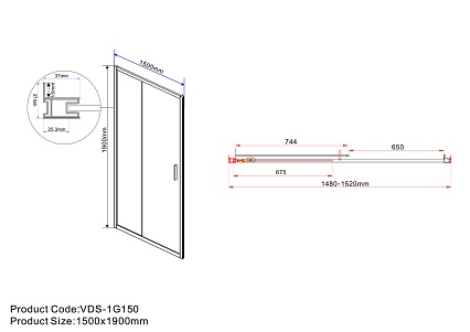 Душевая дверь Vincea Garda VDS-1G150CLB 150x190 черный, прозрачная