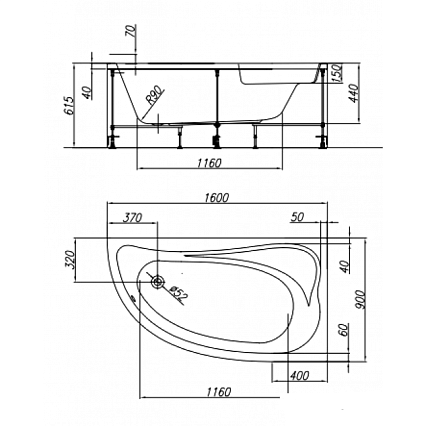 Акриловая ванна Kolpa-San Calando BASIS 160x90 L/R