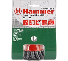 Кордщетка чашеобразная с хвостовиком Flex 207-203 (63 мм; d6; витая проволока) Hammer 32443