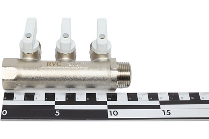 Коллектор Rvc 3/4 гш-1/2 ш, с кранами 3 выхода (под ЕК 16x1/2 ) 01410