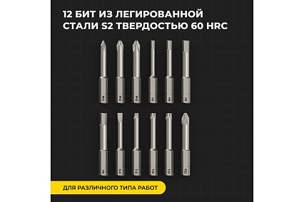 Аккумуляторная отвертка Hoto 3.6В с 12 битами, в кейсе, черная QWLSD001 HTE0001GL