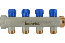 Коллектор с вентильными кранами Imperial 3/4-1/2-5вых. никелированный (Италия) (35мм) 851.05