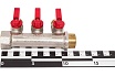 Латунный коллектор Terma 3/4"в/н с 3-мя шаровыми кранами на 1/2" (нар.резьбы) (14016) 41232