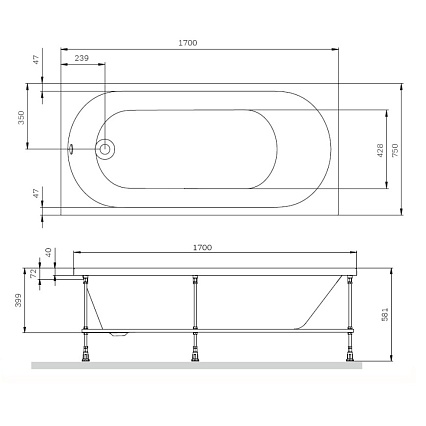 Акриловая ванна Am.Pm X-Joy W94A-170-075W-A 170x75 см