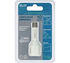 Алмазная коронка по керамограниту 10 мм, M14 на УШМ Diamond Industrial DIDKVP10M14