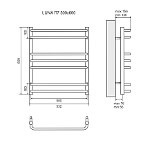 Полотенцесушитель электрический Lemark Luna LM41607E П7 50x60