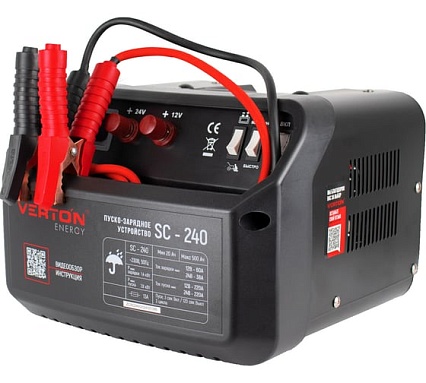 Пуско-зарядное устройство Verton Energy SC-240, 230/50В/Гц,12/24В,емк20-500Ач,ток зар/зап60А/220А 01.12780.17926