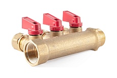 Коллектор с шаровыми кранами PROFACTOR в/н 3/4&quot; х 3 вых 16 цанга PF MVP 266.3