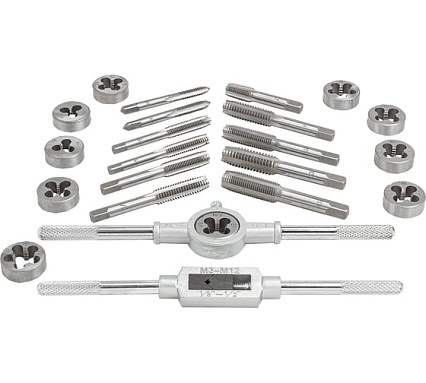Набор метчиков и плашек дюймовый Rockforce 24 предмета (1/4", 5/16", 3/8", 7/16", 1/2"), в металлическом кейсе RF-M024-2(10458)