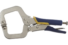 Ручной зажим Тундра усиленный, точечный захват, с фиксатором, двухкомпонентные рукоятки, 220 мм 7398558