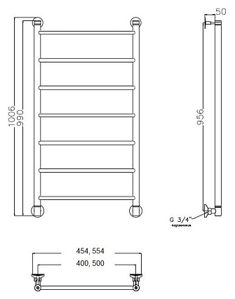 Полотенцесушитель водяной Aquanet Mauro 40x100 см