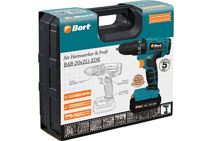 Аккумуляторная дрель-шуруповерт Bort BAB-20x2Li-XDK 93413496
