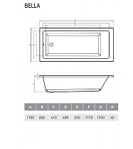 Акриловая ванна Relisan Bella 170х80 см Гл000026031