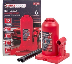 Бутылочный домкрат Forcekraft 12т с клапаном h min-217мм, h max-407мм FK-T91204 DS(26580)
