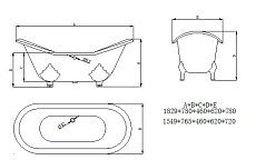 Чугунная ванна Sharking SW-1005A 155x76