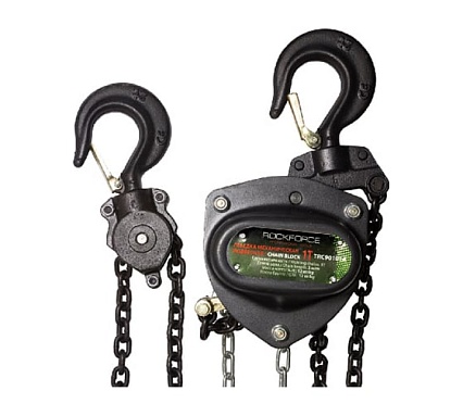Цепная механическая подвесная таль с фиксацией цепи натяжения Rockforce RF-TRC90501A