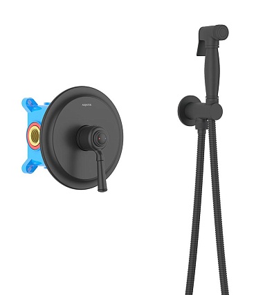 Смеситель Aquatek Классик AQ1519MB с гигиеническим душем, черный матовый