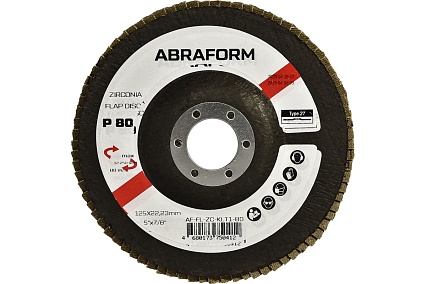 Круг лепестковый FlapLine ZC, 125 мм, прямой, Р80 ABRAFORM AF-FL-ZC-KLT1-80