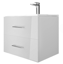 Тумба с раковиной Marka One Elena 60 см белый глянец, стекло