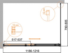 Душевой уголок Cezares Duet Soft-M 120x80 DUET SOFT-M-AH-1-120/80-C-Cr прозрачный