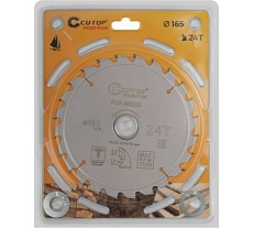 Диск пильный с тефлоновым покрытием по дереву Profi plus 165x1.3/2x30/25.4/20/16 мм, 24Т CUTOP 75-16524Т