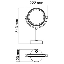 Зеркало косметическое WasserKRAFT K-1005BLACK двухстороннее, увеличительное