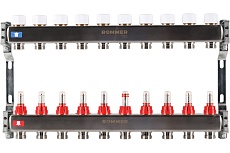 Коллектор из нержавеющей стали Rommer с расходомерами, 10 выходов Rms-1200-000010 RG0091LAMMNNRT