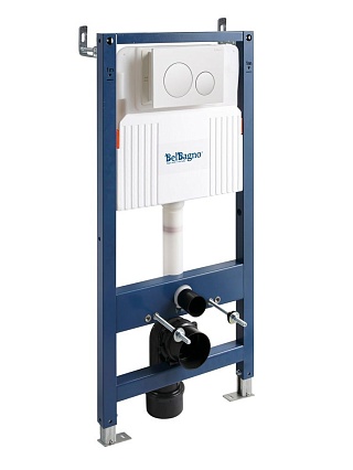 Инсталляция для унитаза BelBagno BB-101-M-BC с кнопкой, белый глянец