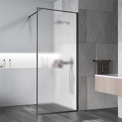 Душевая перегородка Vincea Волк-Ин (Walk-In) VSW-1HP120FLGM 120x200 вороненая сталь, рифленое