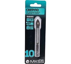 Сверло твердосплавное по керамограниту, стеклу и керамике MKSS Toolbox QUADRO 10мм TS4010