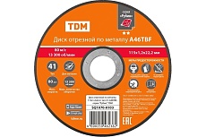 Диск отрезной по металлу серия Рубин (115х1.2х22.2 мм; тип 41; A46TBF) TDM SQ1070-0103