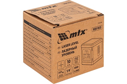 Лазерный уровень MTX xqb red basic set, 10 м, красный луч, батарейки, резьба 1/4" 35018