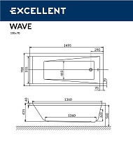 Акриловая ванна Excellent Wave 150x70