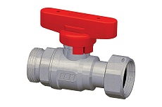 Хромированный шаровой кран FAR 3/4' НР-накидная гайка, бабочка, красный FS 3034 34RC