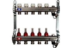 Коллектор из нержавеющей стали с расходомерами, с клапаном вып. воздуха и сливом 5 вых. STOUT SMS-0927-000005