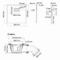 Поддон для душа WasserKRAFT Elbe 74T03 90x90 черный