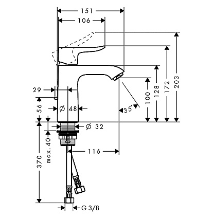 Смеситель для раковины Hansgrohe Metris 31080000