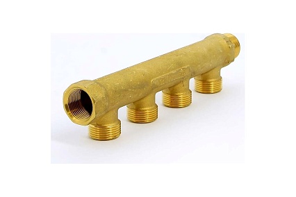 Коллектор Tiemme 4 отвода, 3/4"х3/4(18) евроконус (латунь) 1910022 / 1883G180504