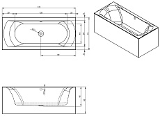 Акриловая ванна Riho Linares Plug&Play 170x75 L с монолитной панелью