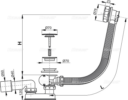 Слив-перелив Alcaplast A55KM 57 cм