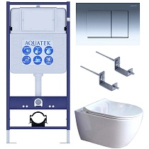 Подвесной унитаз SET Aquatek Поларис-01-010 4в1, кнопка хром