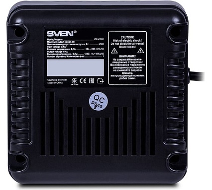 Стабилизатор SVEN VR-V1000 (500Вт,Входное 184-285В, 2×CEE7/4+1×ІЕС320 розеток) SV-015572