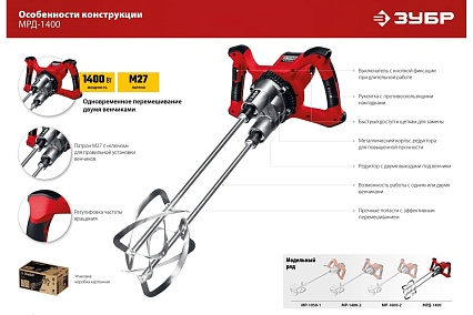 Ручной электрический миксер Зубр МРД-1400