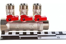 Коллектор с отсекающими кранами Valtec 1х3 выхода Евроконус 3/4&quot; VTc.580.NE.0603